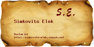 Simkovits Elek névjegykártya